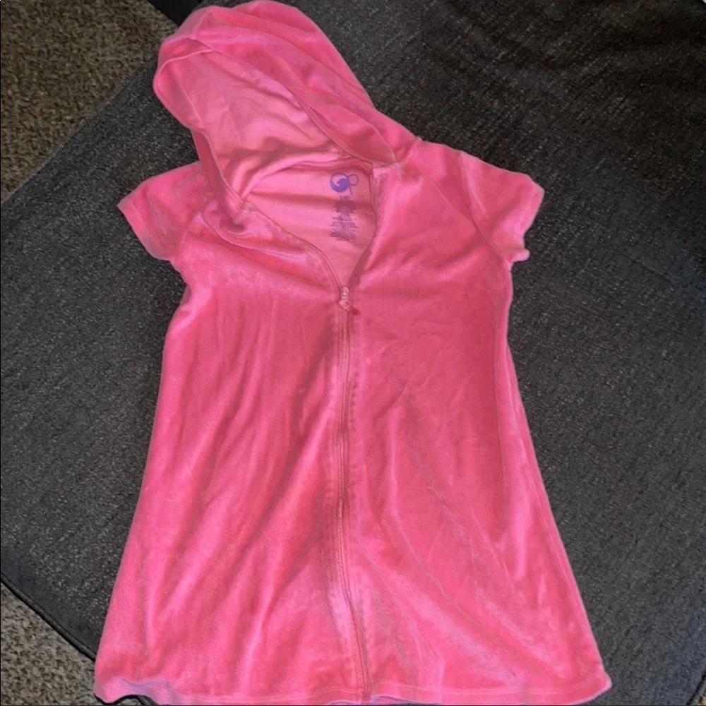 Girls Large (10/12) OP Pink Terry Cloth Zip Up Swim Suit Cover Up
